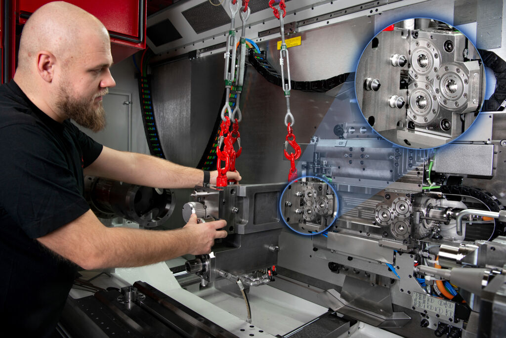 Dank des Nullpunktspannsystems k&ouml;nnen die R&uuml;stzeiten um bis zu 85 Prozent verk&uuml;rzt werden.