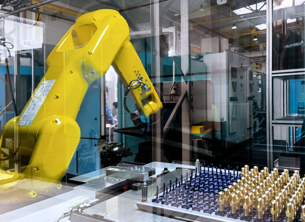 Die Index Mehrspindler sind mit einer Automatisierungszelle ausgestattet, in der ein Roboter die komplettbearbeiteten Teile entnimmt und geordnet in spezielle Beh&auml;lter ablegt. 