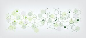 SustainableBusinessOrGreenBusinessIllustrationBackgroundWithConnectedIcons