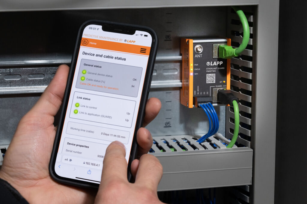 Das Überwachungsgerät Etherline Guard überwacht in ethernetbasierten Netzwerken die Lebensdauer einer ausfallgefährdeten Datenleitung.