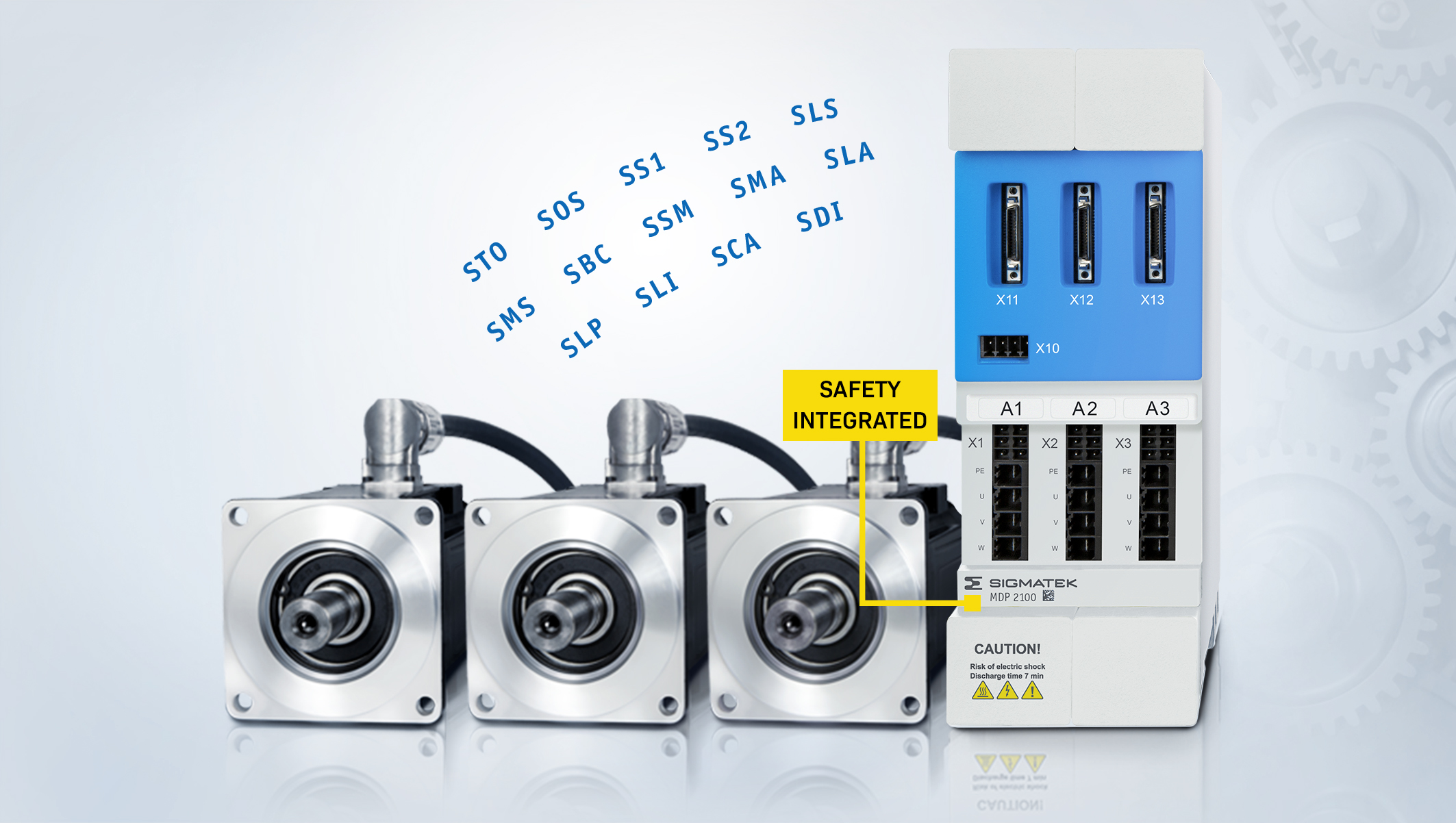 Für hohe Anforderungen: Bei der MDD-2000-Serie sind viele sichere Stopp-, Brems-, Geschwindigkeits-, Beschleunigungs- und Positions-Funktionen schon im Standard integriert.