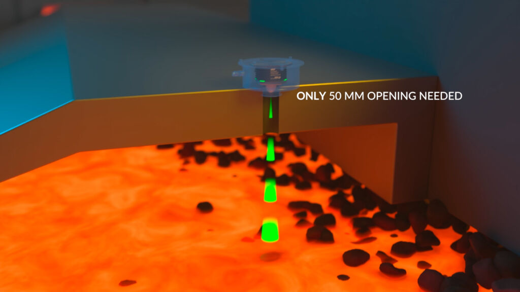 OndoSense hat ein luftgekühltes Gehäuse für die Füllstandsmessung in geschlossenen Schmelzöfen entwickelt. Eine Behälteröffnung von 50 Millimetern genügt für die Messung.