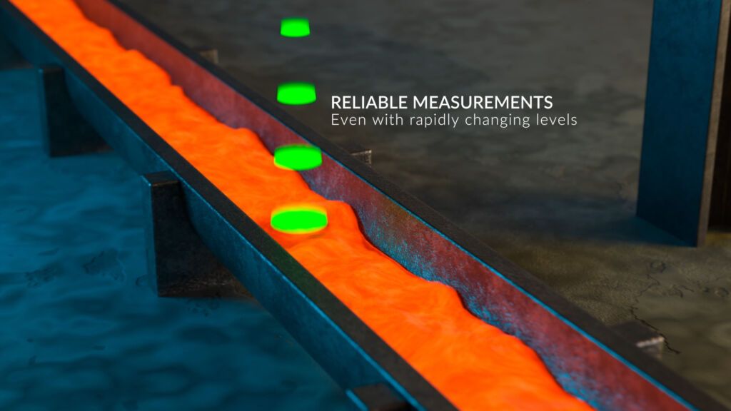 Auch bei stark schwankenden Füllständen ermöglicht der Sensor stets genaue und verlässliche Messergebnisse.