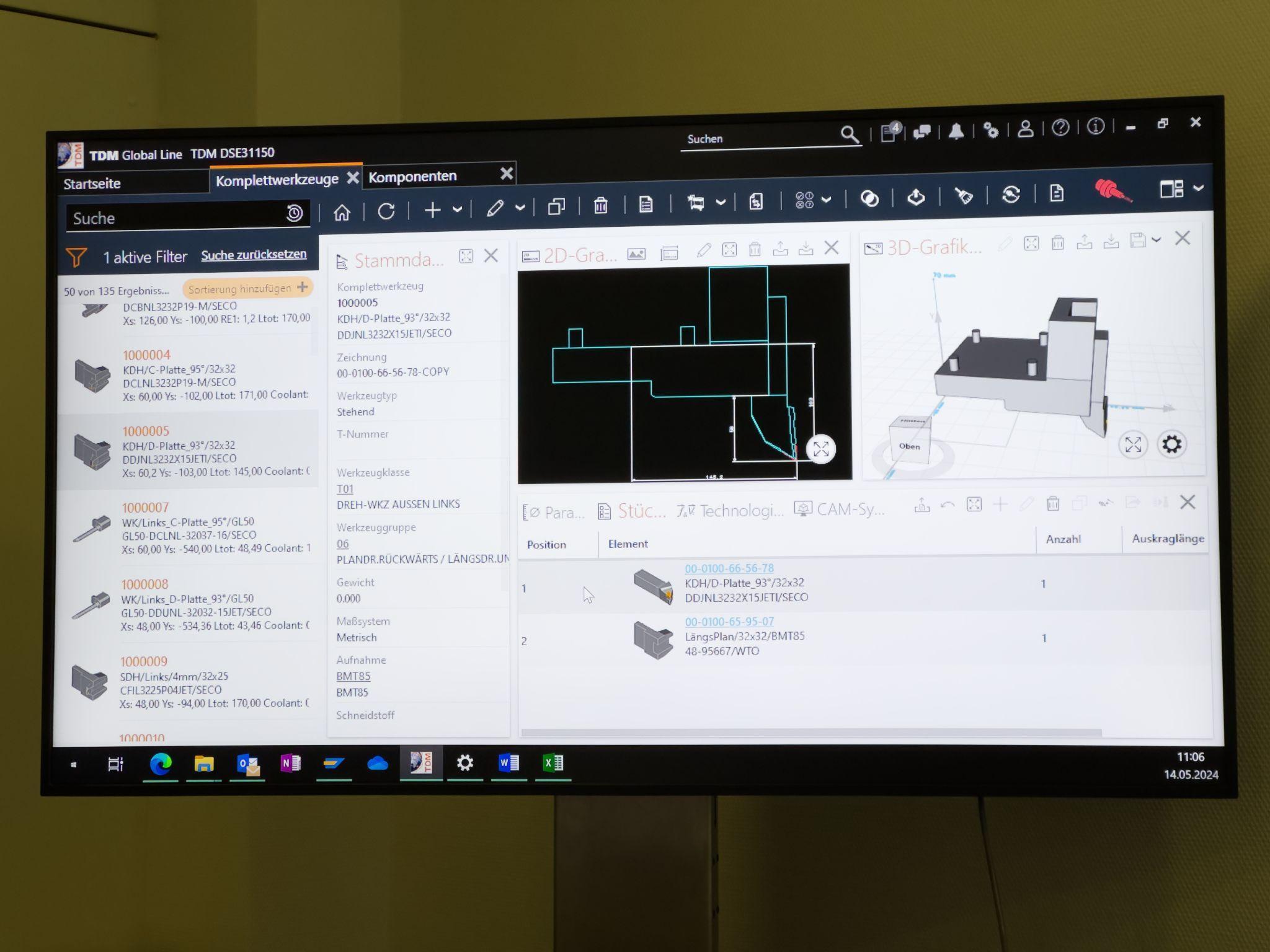 Die intuitiv gestaltete Benutzeroberfläche von TDM Global Line versorgt CAM-Programmierer mit allen relevanten Daten inklusive Störkanten-Korrektur.