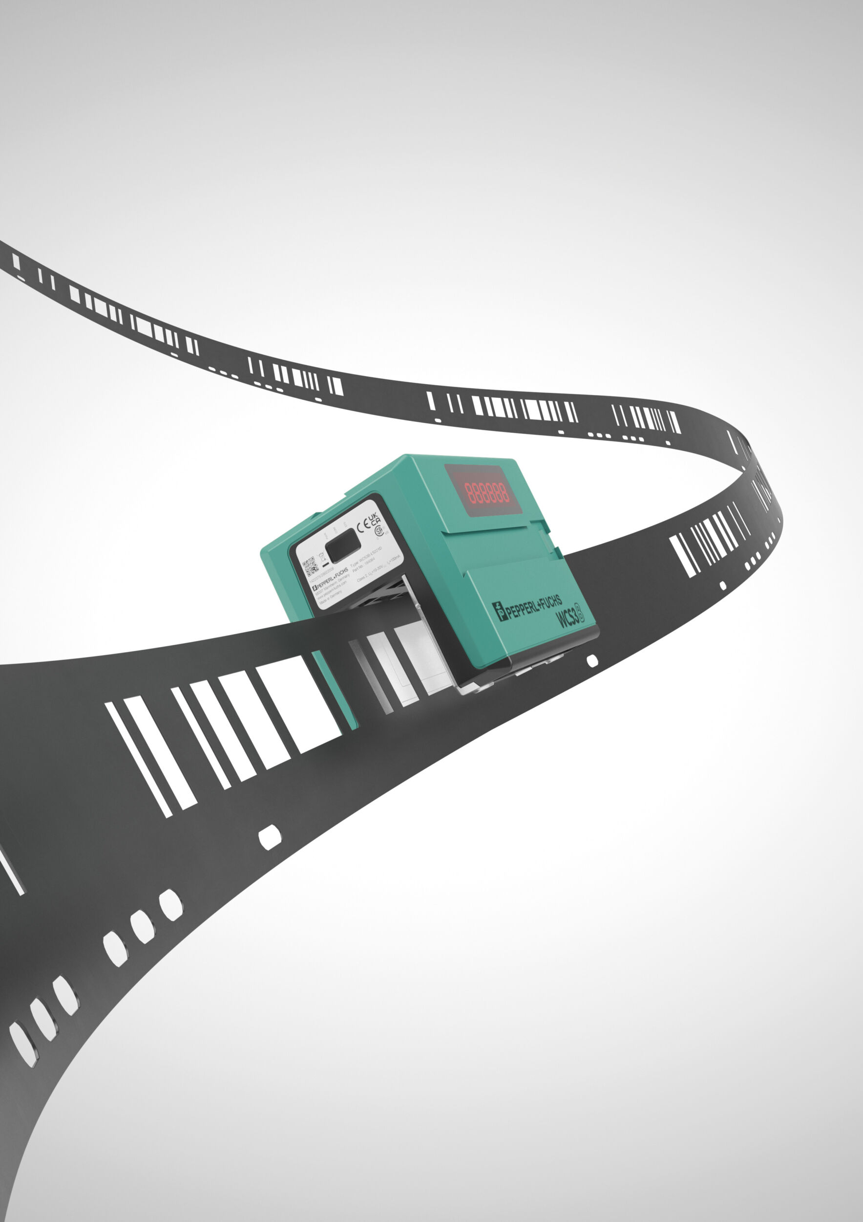 Codeschiene und Lesekopf des Weg-Codiersystems WCS mit IO-Link.