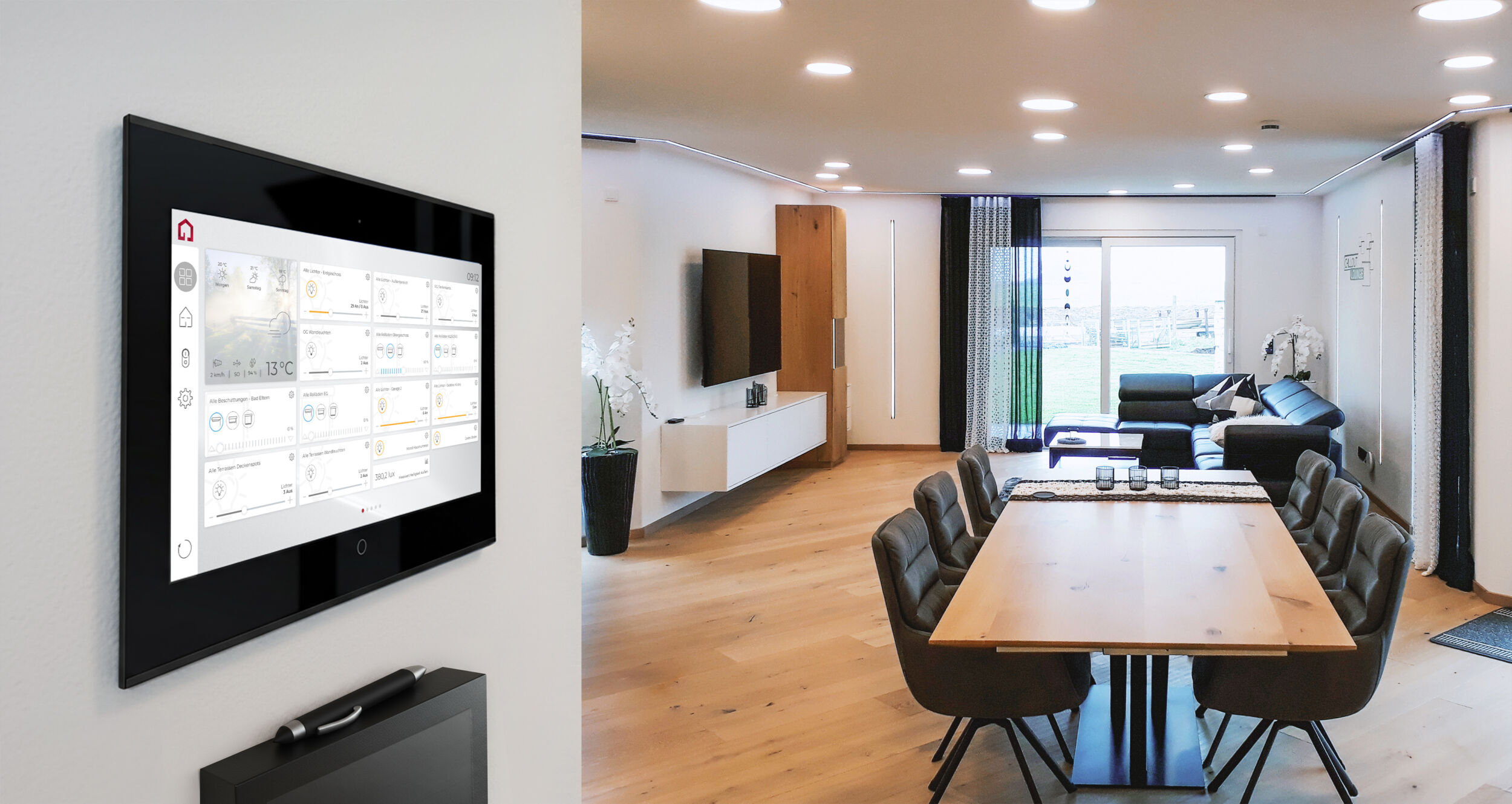 Zentrale Türkommunikation mit Control 12, Reolink-Kamera und Gira-Türsprechstelle.