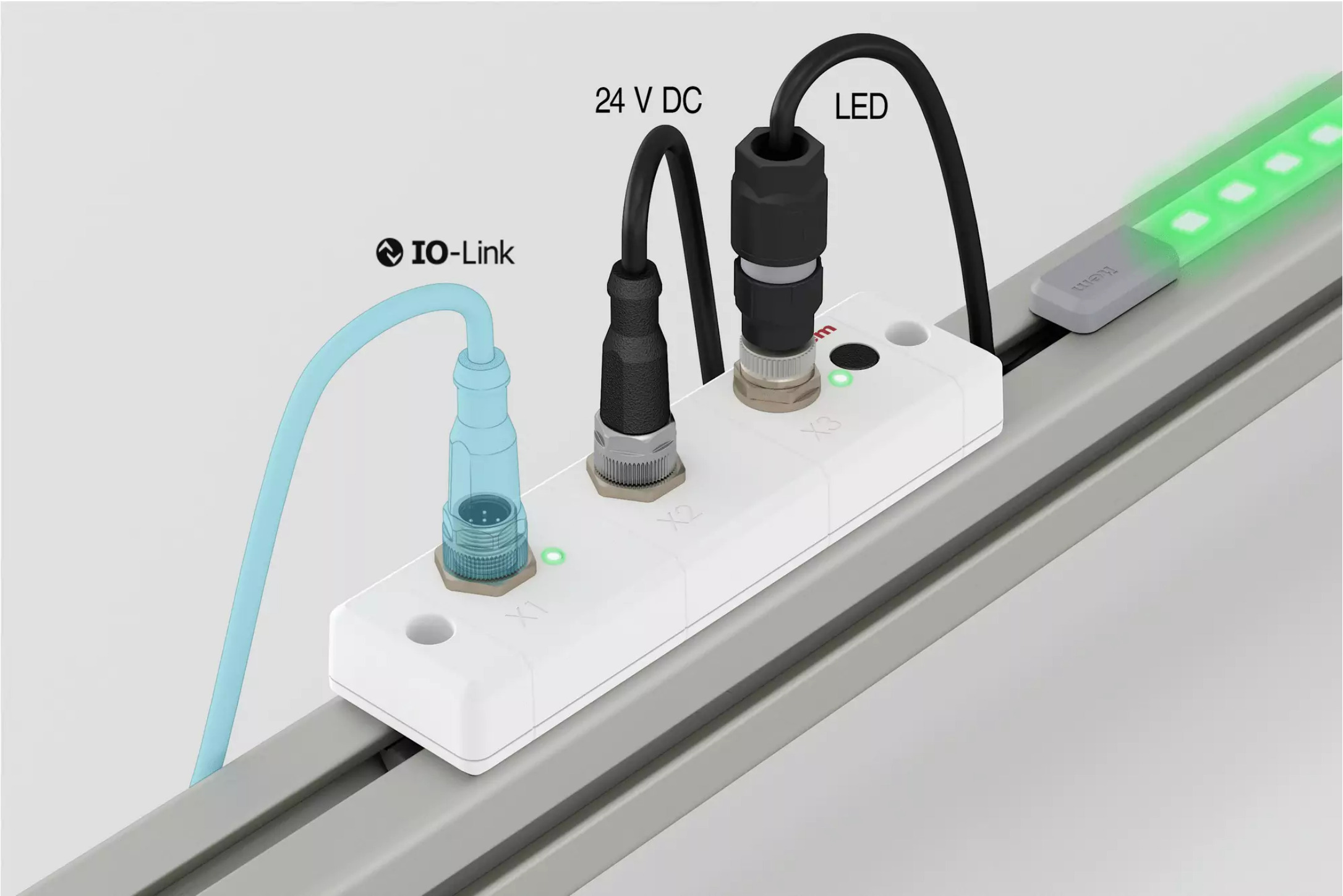 Per IO-Link lassen sich die Multisegment-LED-Streifen von Item abschnittsweise ansteuern. Der Controller macht die Anbindung an eine Steuerung einfach.