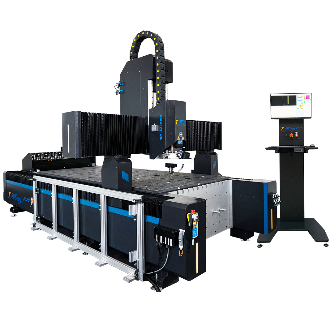 Die T-Rex ist eine CNC-Portalfräsmaschine für das Handwerk. Ihre Arbeitsbereiche lassen sich an verschiedene Werkstatt- und Bauteilgrößen anpassen.