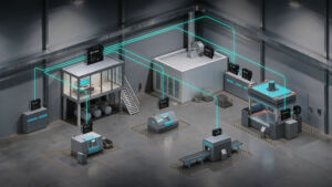 Unterschiedliche Datenquellen laufen über ein Edge-Gerät Hub-CX400 zusammen und werden über standardisierte Schnittstellen an Visualisierung, Auswertung und übergeordnete Systeme weitergegeben.