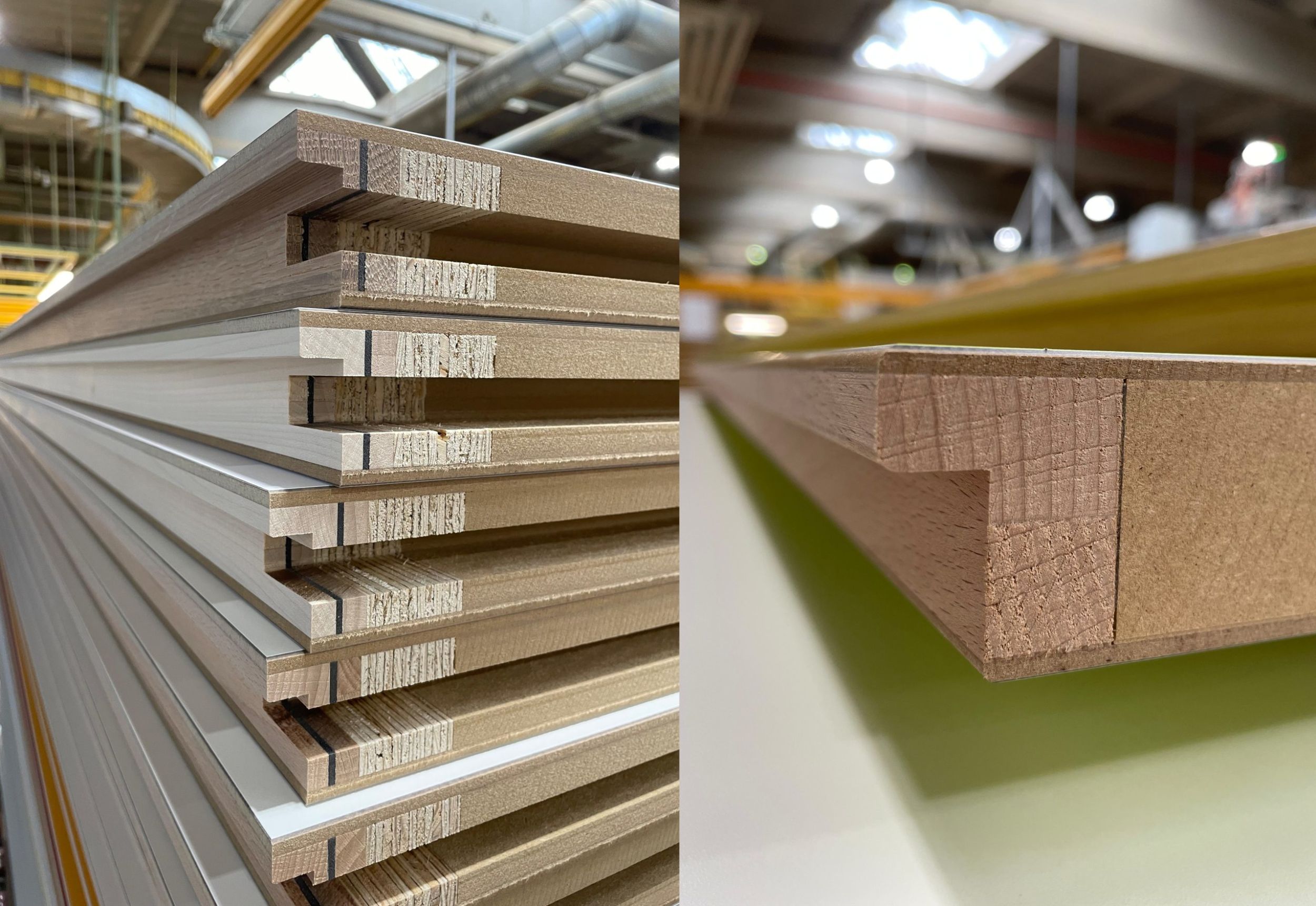 Alltag bei Jeld-Wen in der Türenlackierung: Viele individuelle Funktionstüren mit einer großen Vielfalt an Kantenprofilen