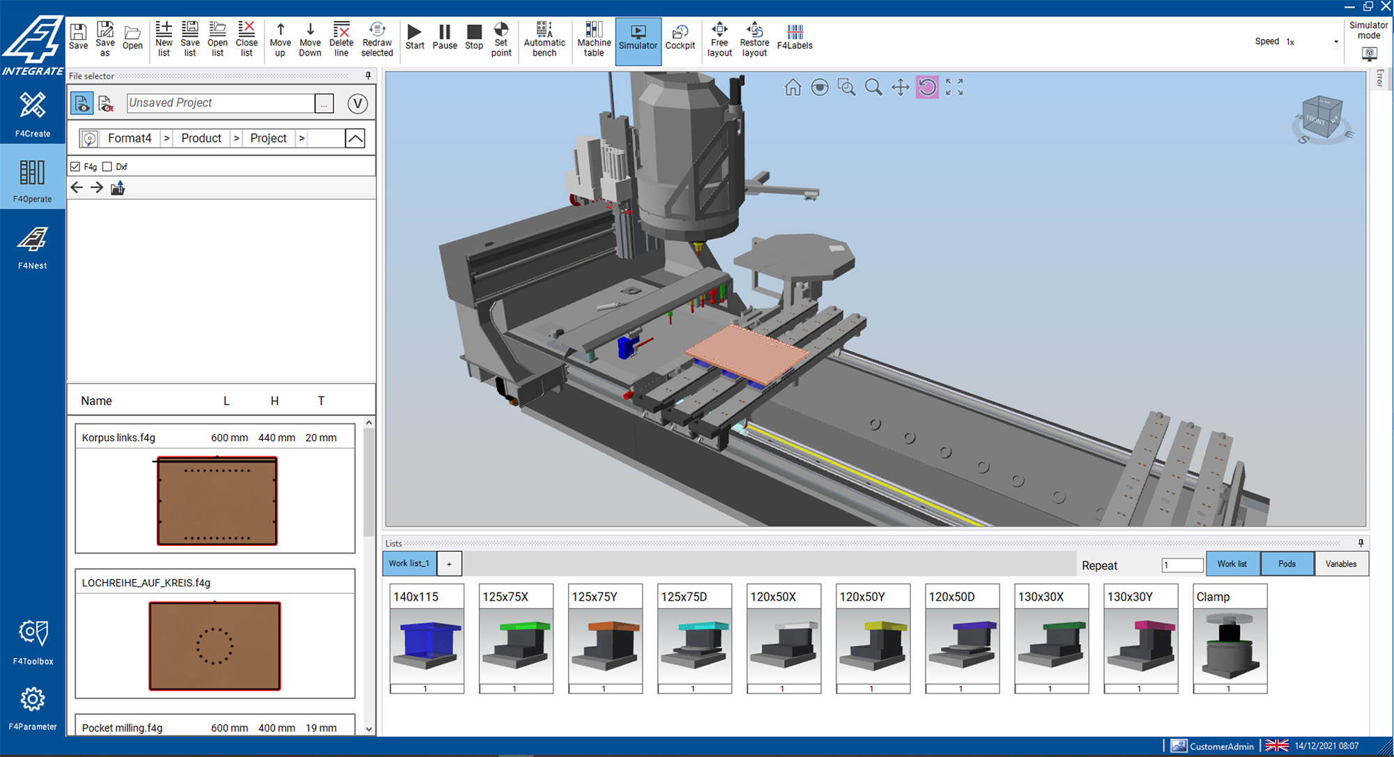 "Lösungen schaffen und sich nicht über Probleme ärgern" Bildschirmansicht der F4Integrate-Software mit ihrer durchgehenden und aufeinander abgestimmten intuitiven Benutzeroberfläche.