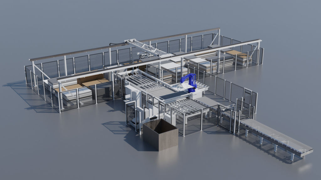 Tech-Talk zur Automatisierung bei Losgröße 1 1 Sawteq B-320 flexTec mit Flächenlager und automatischem Auslauf.