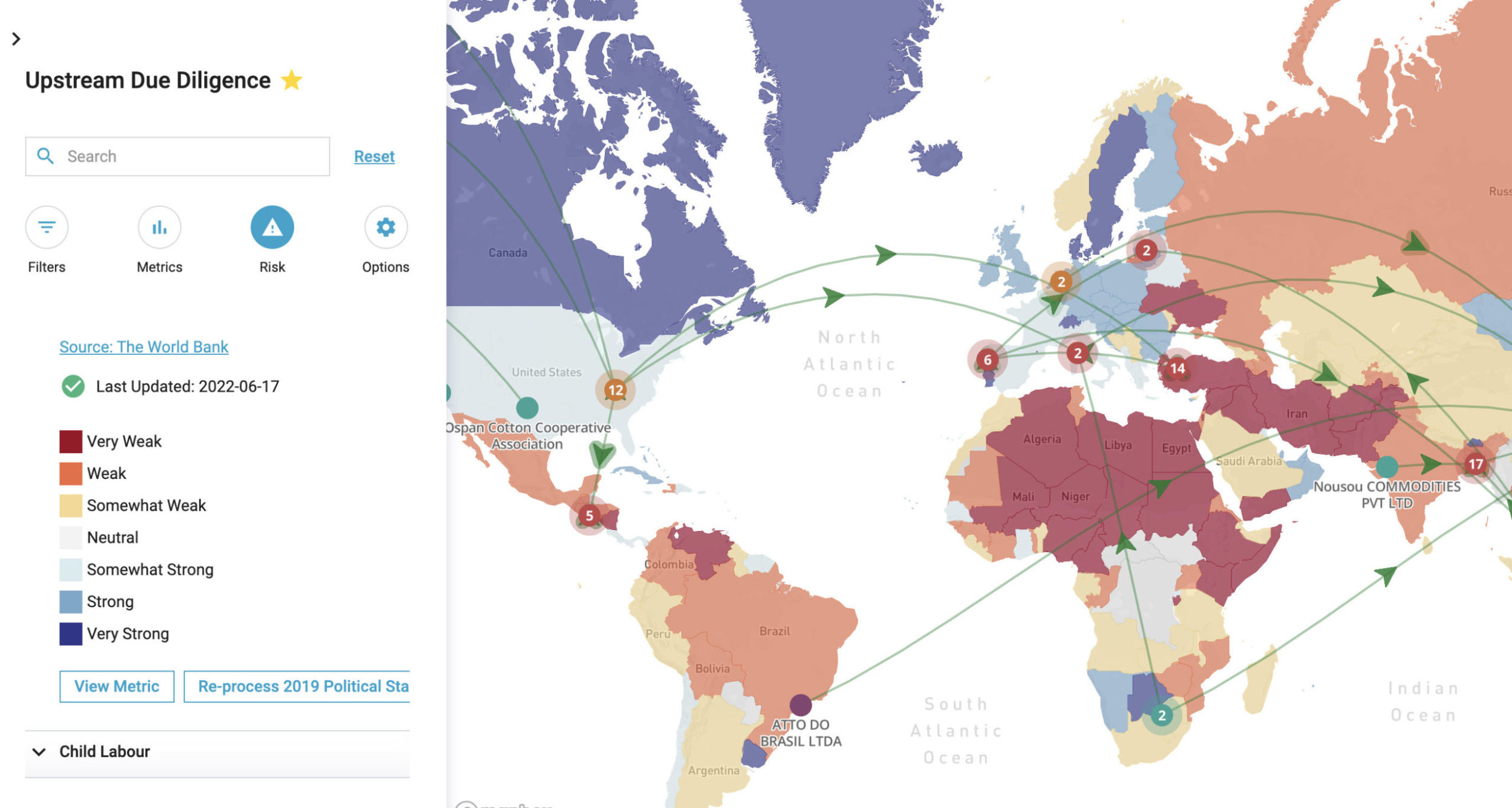Mit der Sourcemap-Lösung für Supply Chain Mapping können Unternehmen ihre gesamte Lieferkette auf Risiken für Entwaldung überprüfen.