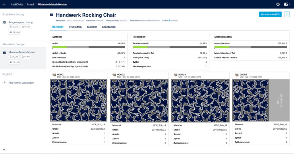 1A Plattenzuschnitt und Nesting 1 Darstellung einer Nesting-Freiform