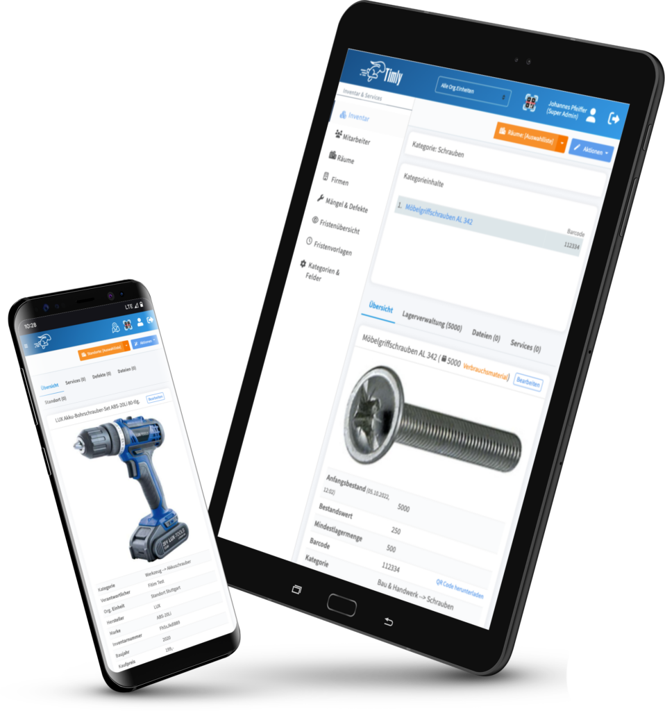 Werkzeugverwaltung optimiert Arbeitsabläufe 2 Werkzeugverwaltung Timly auf mobilen Devices