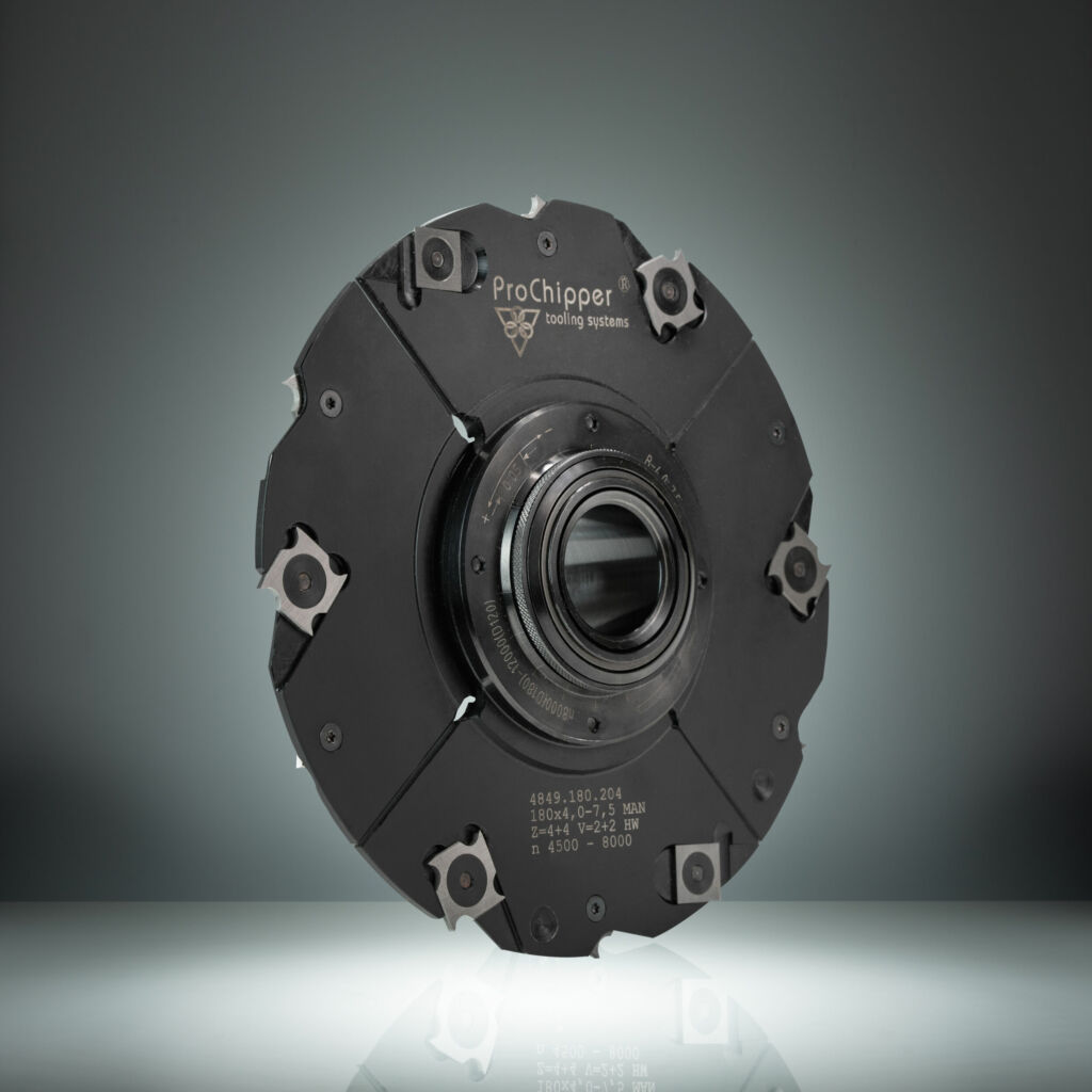 Nutfräser auf Fräsmaschine werkzeuglos einstellen 1 2-teiligem Nutfräser 180x4,0-7,5x30 auf QuickStep-Rasterverstellsystem