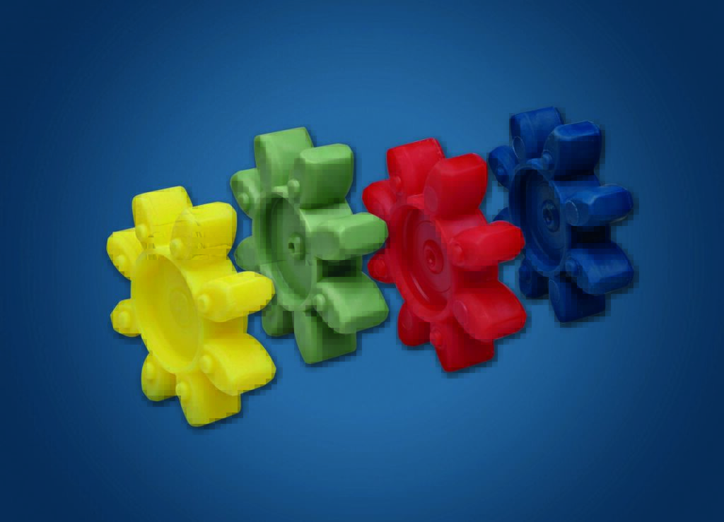 Hier läuft alles rund 4 Zahnkränzen in verschiedenen Shore-Härten modifizieren die Eigenschaften der Elastomerkupplungen.