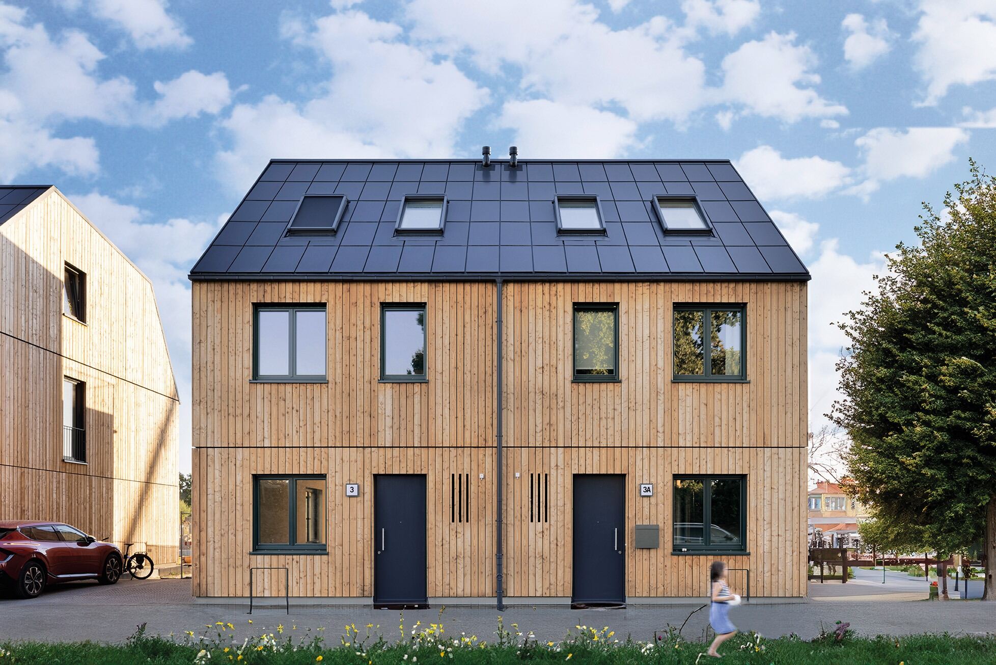 Wohnviertel in Holzrahmenbauweise