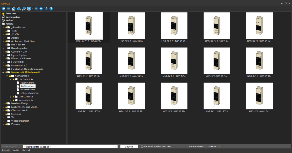 Küchenplanung auf Knopfdruck 2 Aus der umfassenden Möbelbibliothek kann der Anwender vorgefertigte Küchenmöbel auswählen, visualisieren und für die Fertigung vorbereiten.