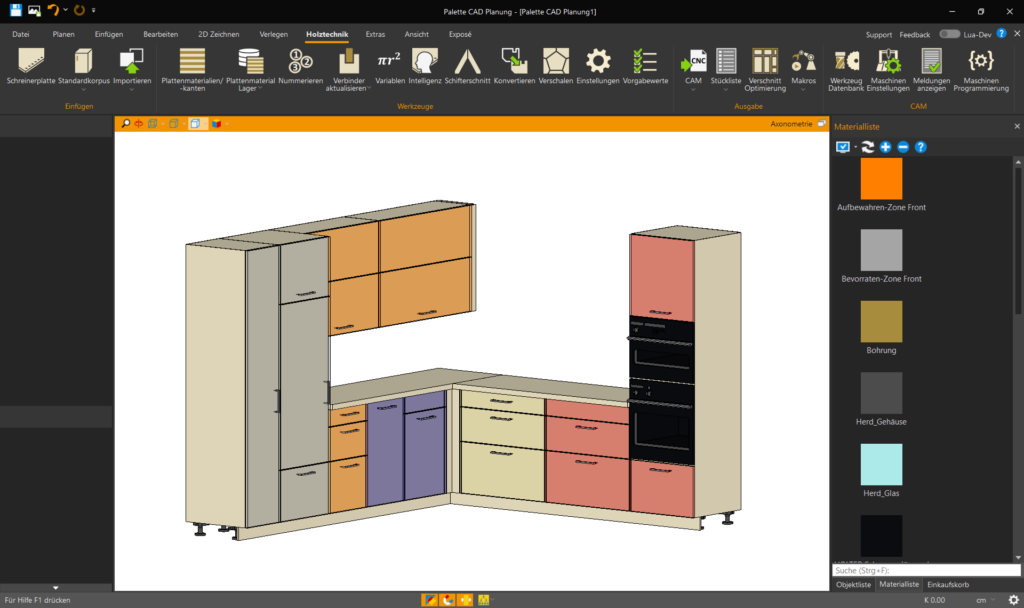 Neue Küche hier klicken 2 Die Einteilung der Küche in die typischen Arbeitsbereiche als farblich gekennzeichnete Zonen.