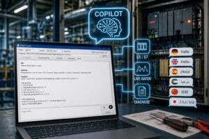 Der KI-gestützte Copilot von IBHsoftec analysiert geöffnete SPS-Projekte, liest Live-Daten aus der Steuerung und unterstützt Instandhalter bei Diagnose und Fehlersuche - in allen Sprachen.