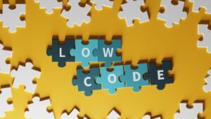 Conceptual image of low code as a puzzle combination. 3d rendering