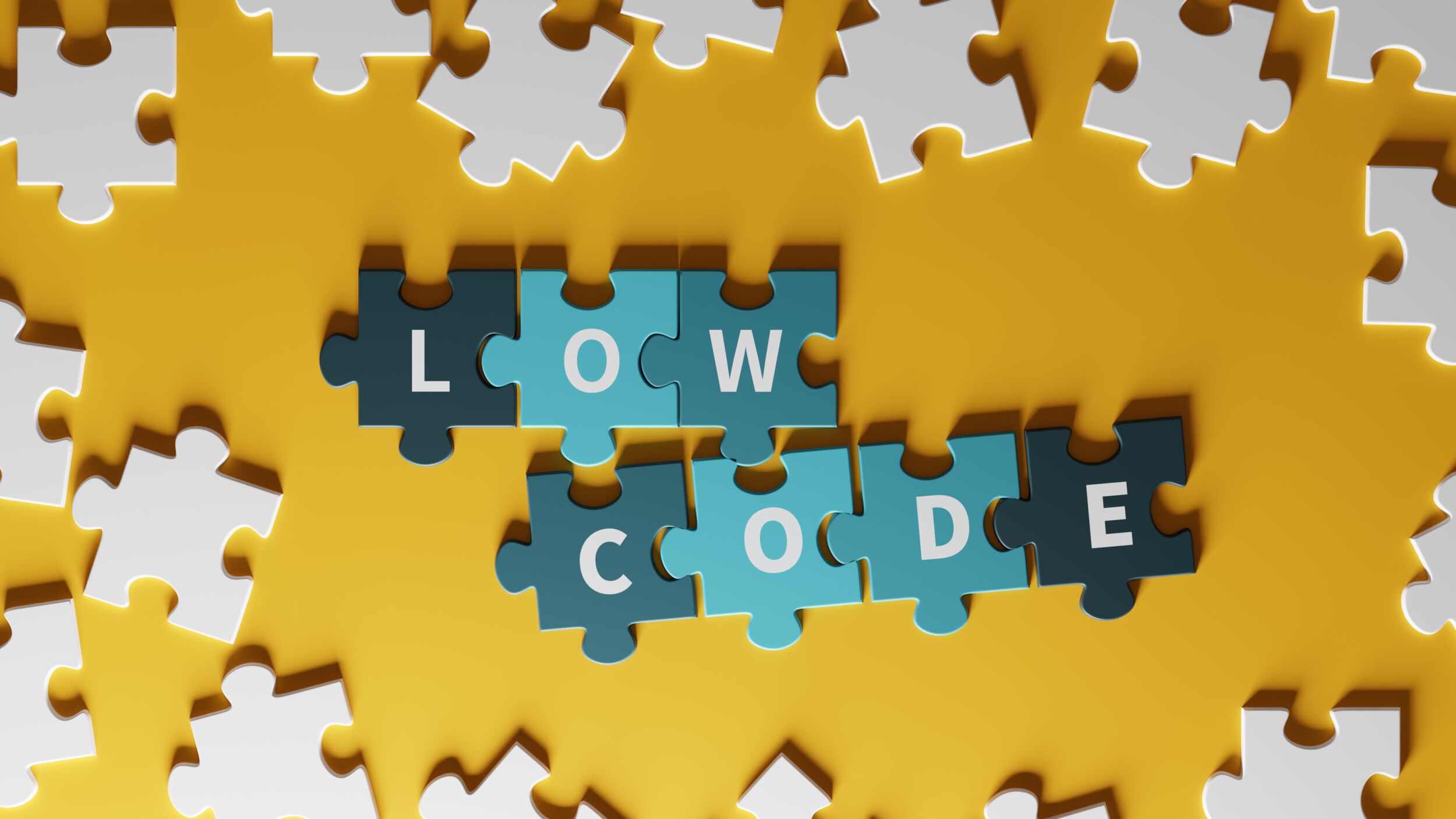 Conceptual image of low code as a puzzle combination. 3d rendering