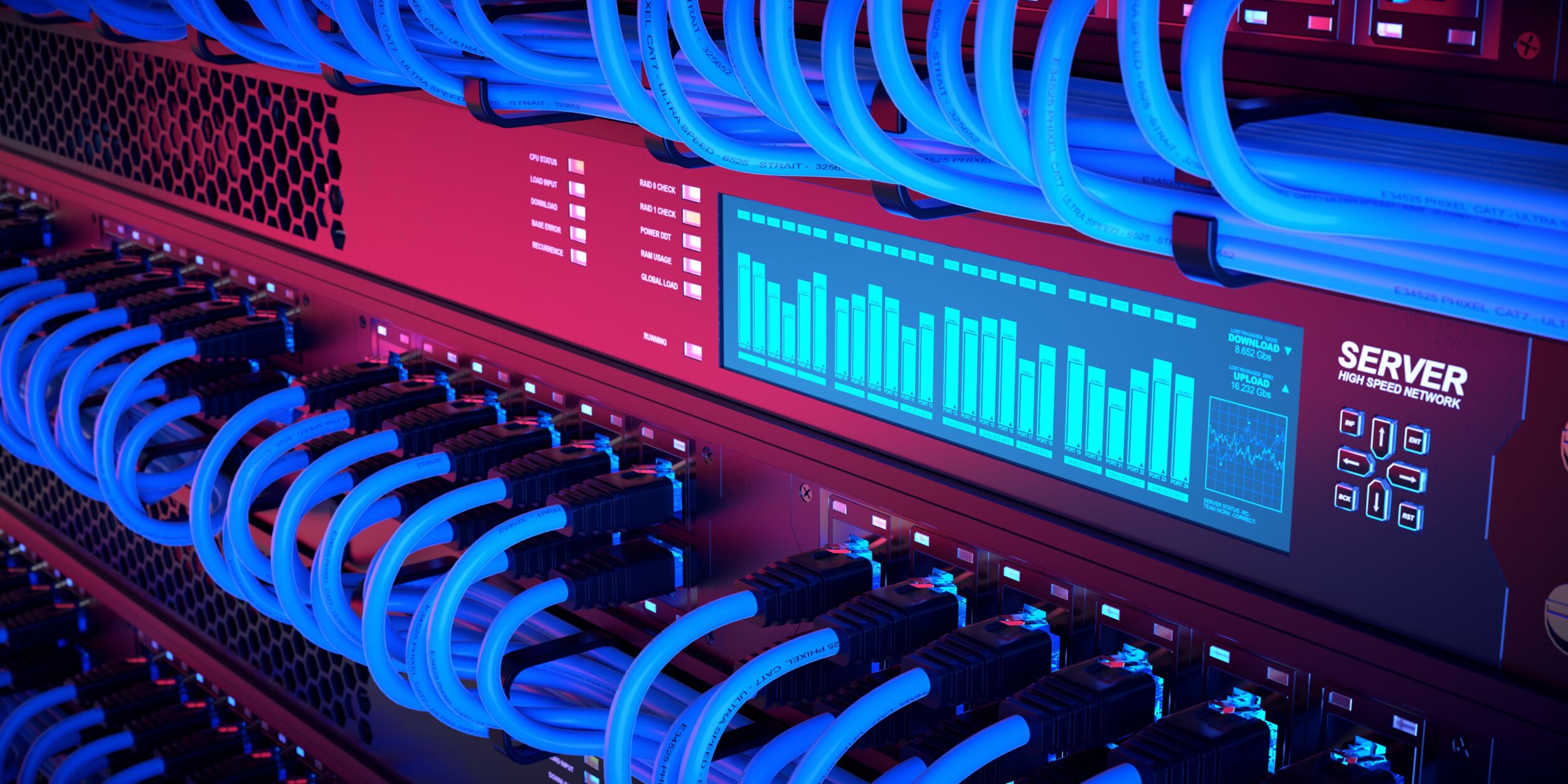 High performance server network. Cabling management