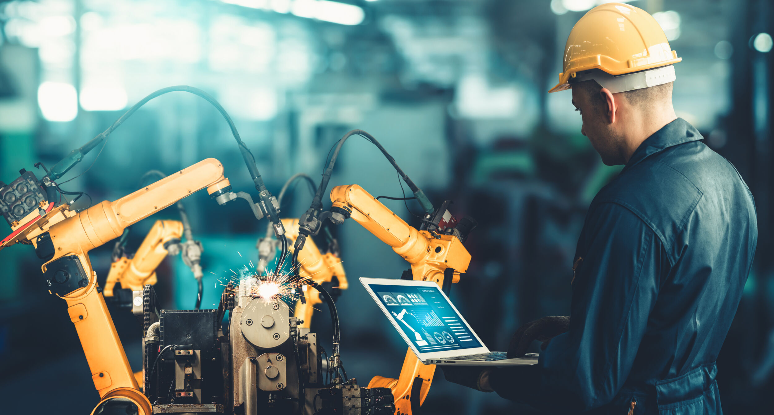 Smart industry robot arms for digital factory production technology