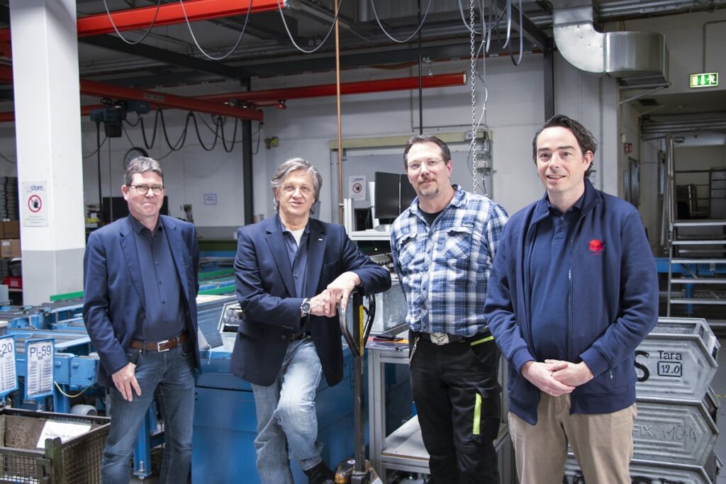 Konnten gemeinsam das Upgrade von Viadat 5.4 auf Viadat 9.3 reibungslos realisieren: Von WSS Robin Fasel, Geschäftsführer, Guido Lücker, Sprecher der Geschäftsführung, und André Pircher, Key-User, sowie Mario Schütz, IT Project Manager bei Viastore (v.l.n.r.)