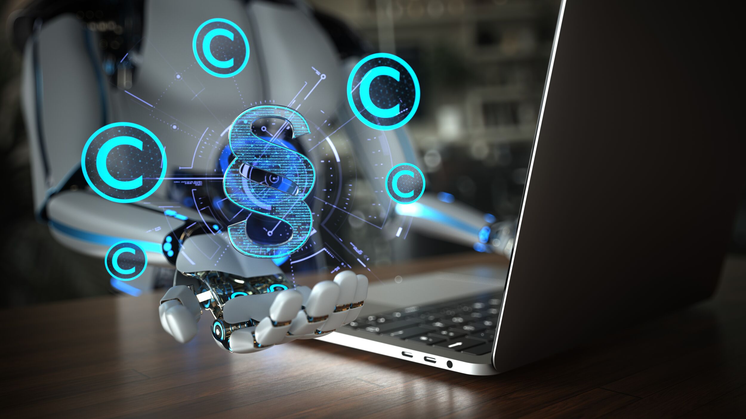 Humanoid Robot AI Copyright Concept