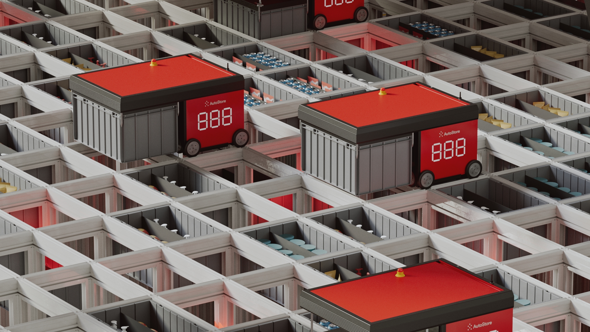 AutoStore robots on grid