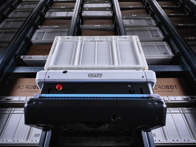 Das flexible Lagersystem AeroBot eignet sich optimal als kombinierte Lager- und Kommissionierlösung für E-Commerce, Micro Fulfillment und Omnichannel Fulfillment.