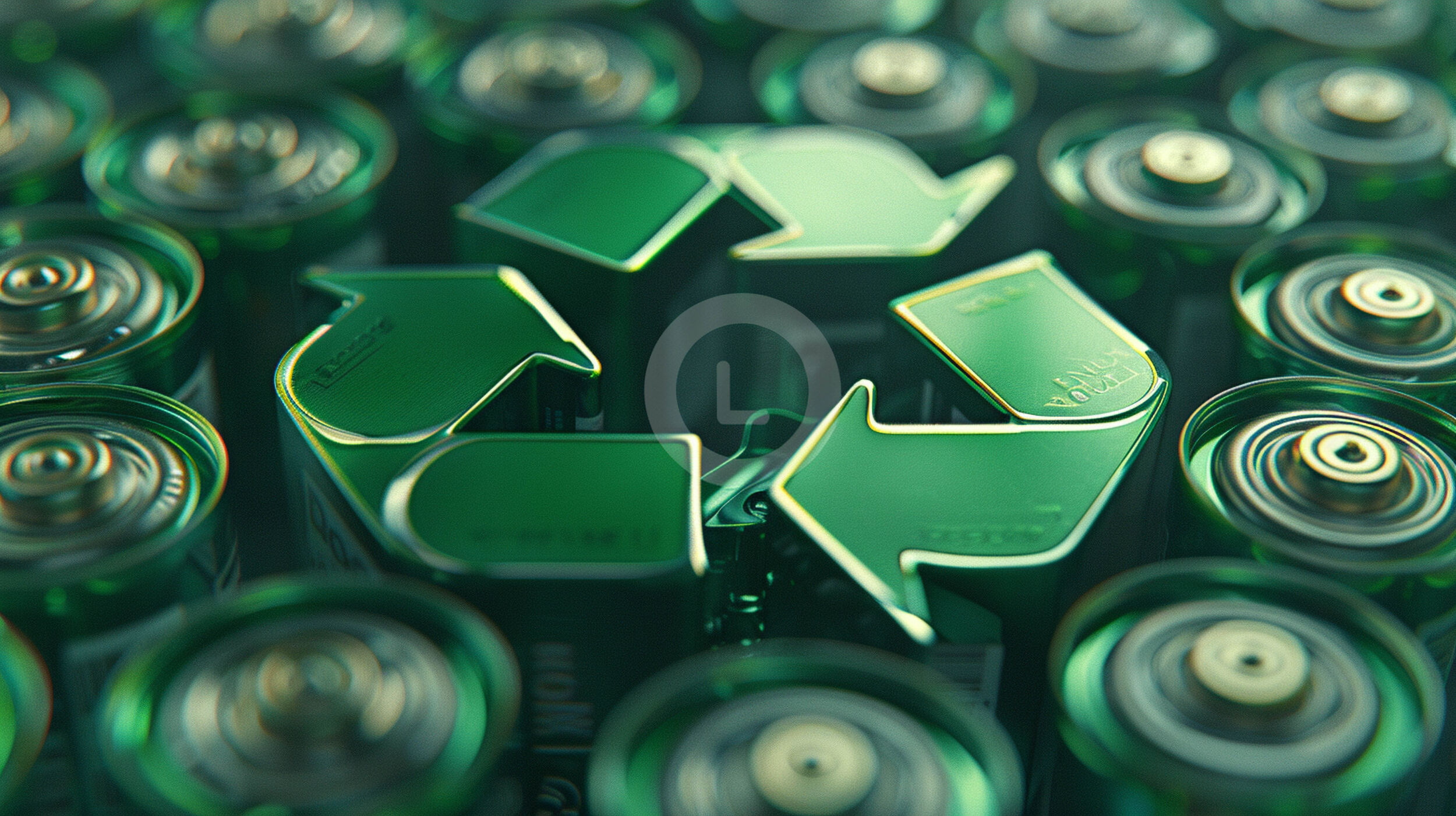 A green recycling symbol is surrounded by batteries, commercial photography, UHD, ccurate, super detail, high details, best quality, 16K --chaos 30 --ar 16:9 --raw --stylize 250 --v 6 Job ID: 033dc097-ac1b-4d9e-877e-57c0a9f82b09