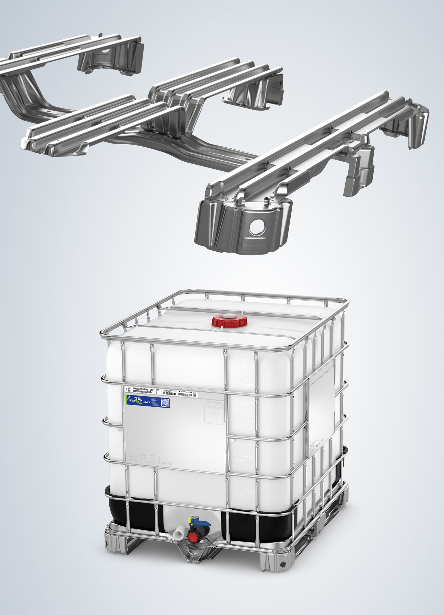 Die 3-Kufen-Stahlpalette verteilt schwere Lasten optimal und ist dank ihrer speziellen Geometrie besonders stabil und robust.