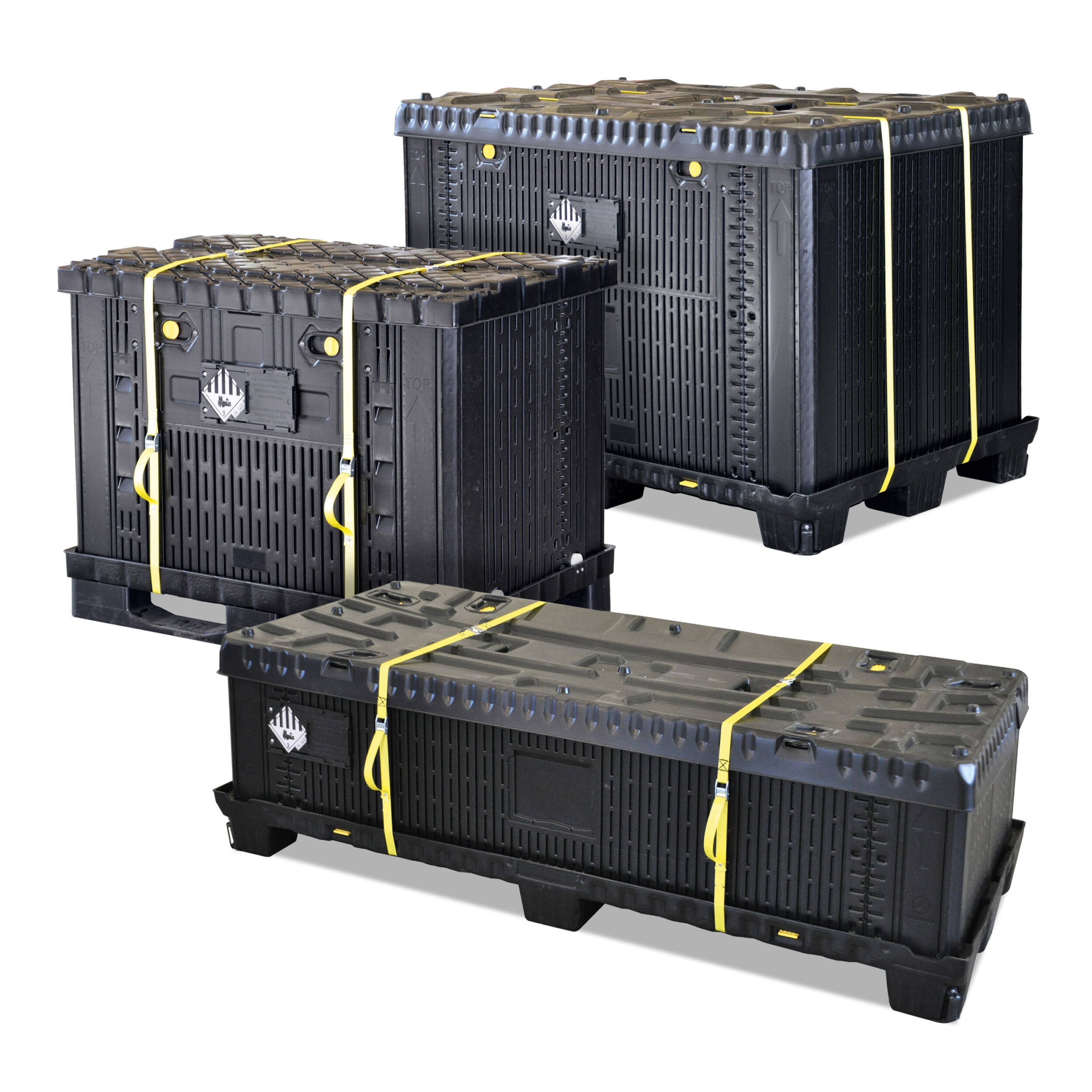 Bestens geeignet für den Transport von Lithium-Ionen-Akkus sind die zertifizierten Gefahrgutbehälter 'Mega Pack UN' aus starrem Kunststoff. Erhältlich in verschiedenen Maßen und Varianten.