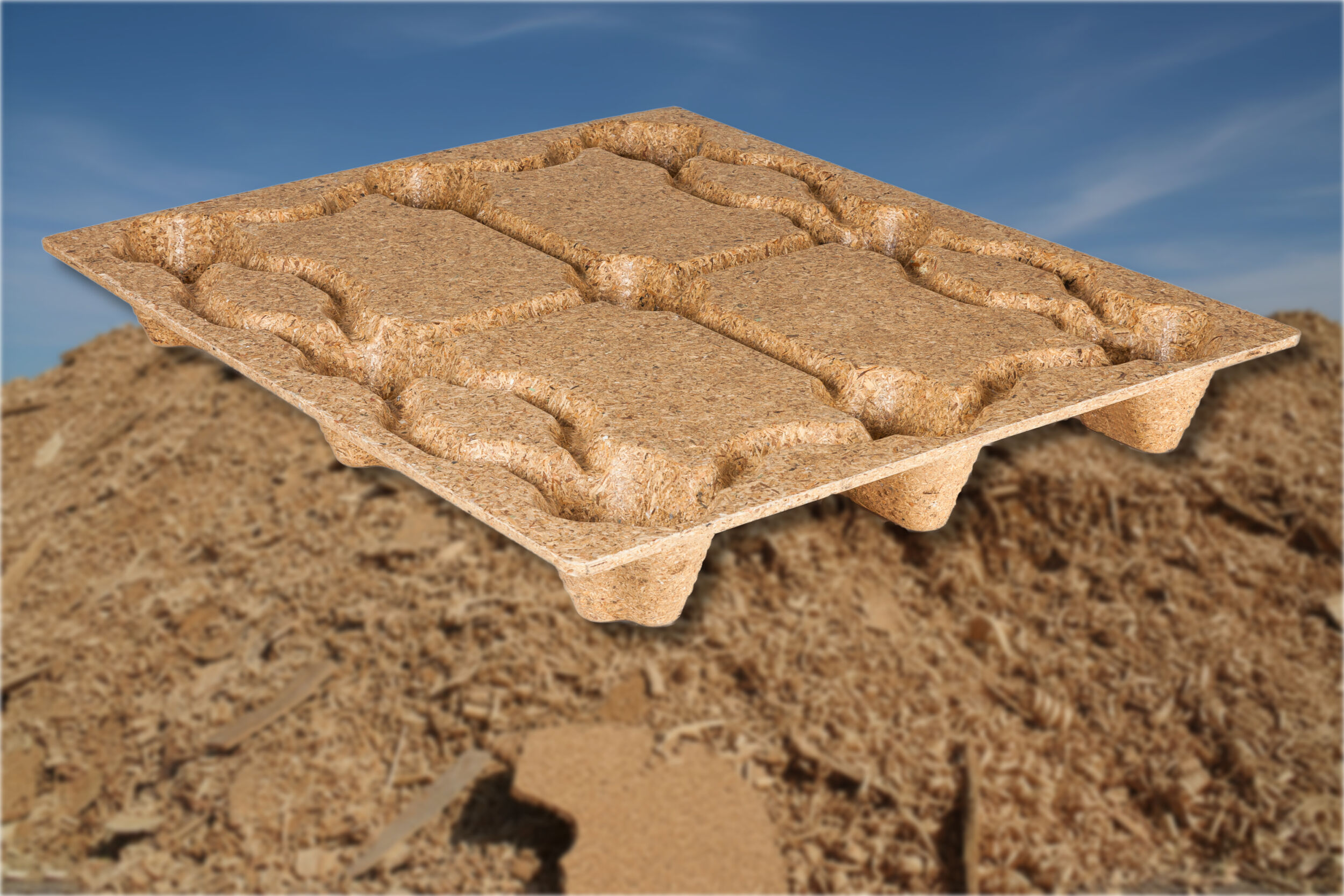 Der Einsatz der Pressholzpalette von Inka Paletten bereitet auch nach Dezember keine Probleme: Sie besteht aus Recyclingholzspänen und ist damit von der EUDR ausgenommen.