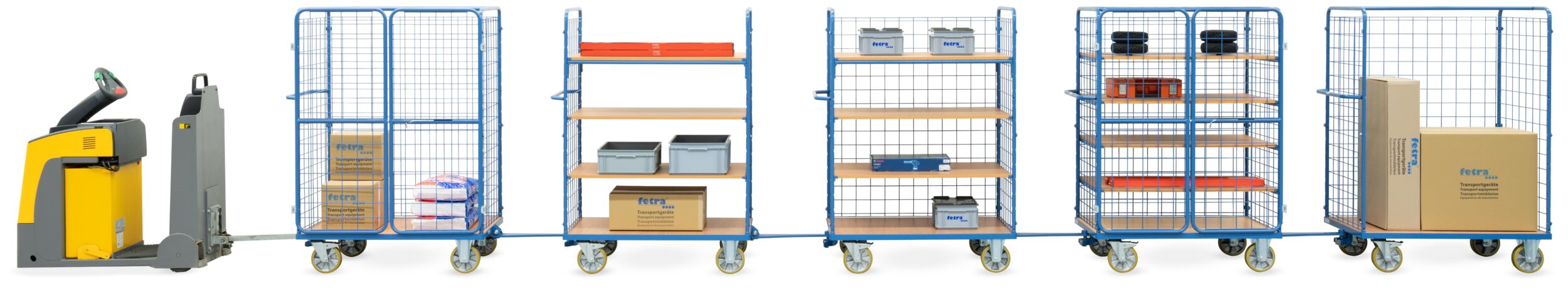 Fetra präsentiert innovative Logistiklösungen, wie den kompakten Tischwagen ,'Basic', auf der Logimat in Stuttgart.