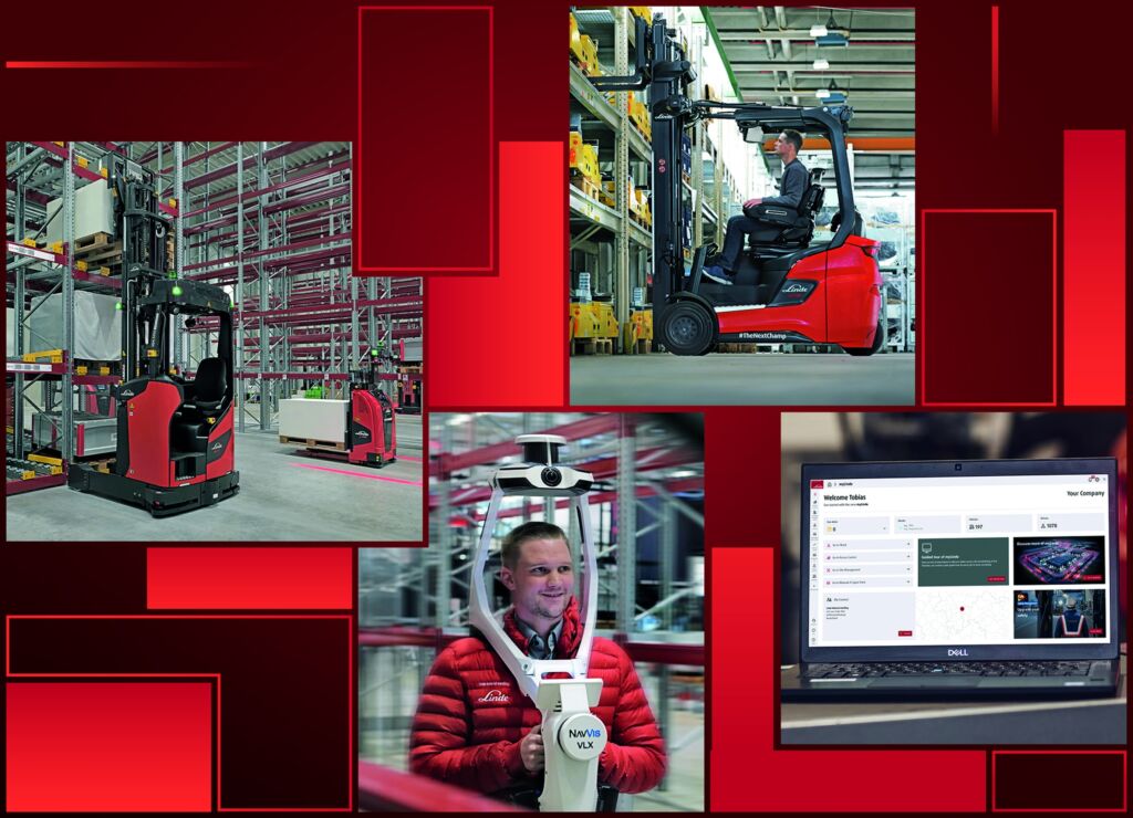 Auf dem Logimat-Messestand von Linde MH finden Besucher umfassende Automatisierungslösungen, KI-Anwendungen, digitale Systeme sowie neue Stapler und Lagertechnikgeräte.