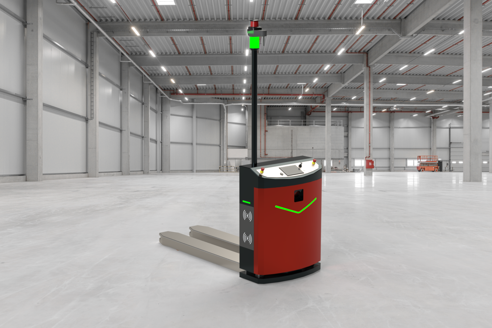 Hauptneuheit ist der Melkus G130 3.0 als Power-AGV mit verbessertem Batterie- und Ladekonzept sowie echter 360°-Rundumsicht der Lidar-Sensoren.