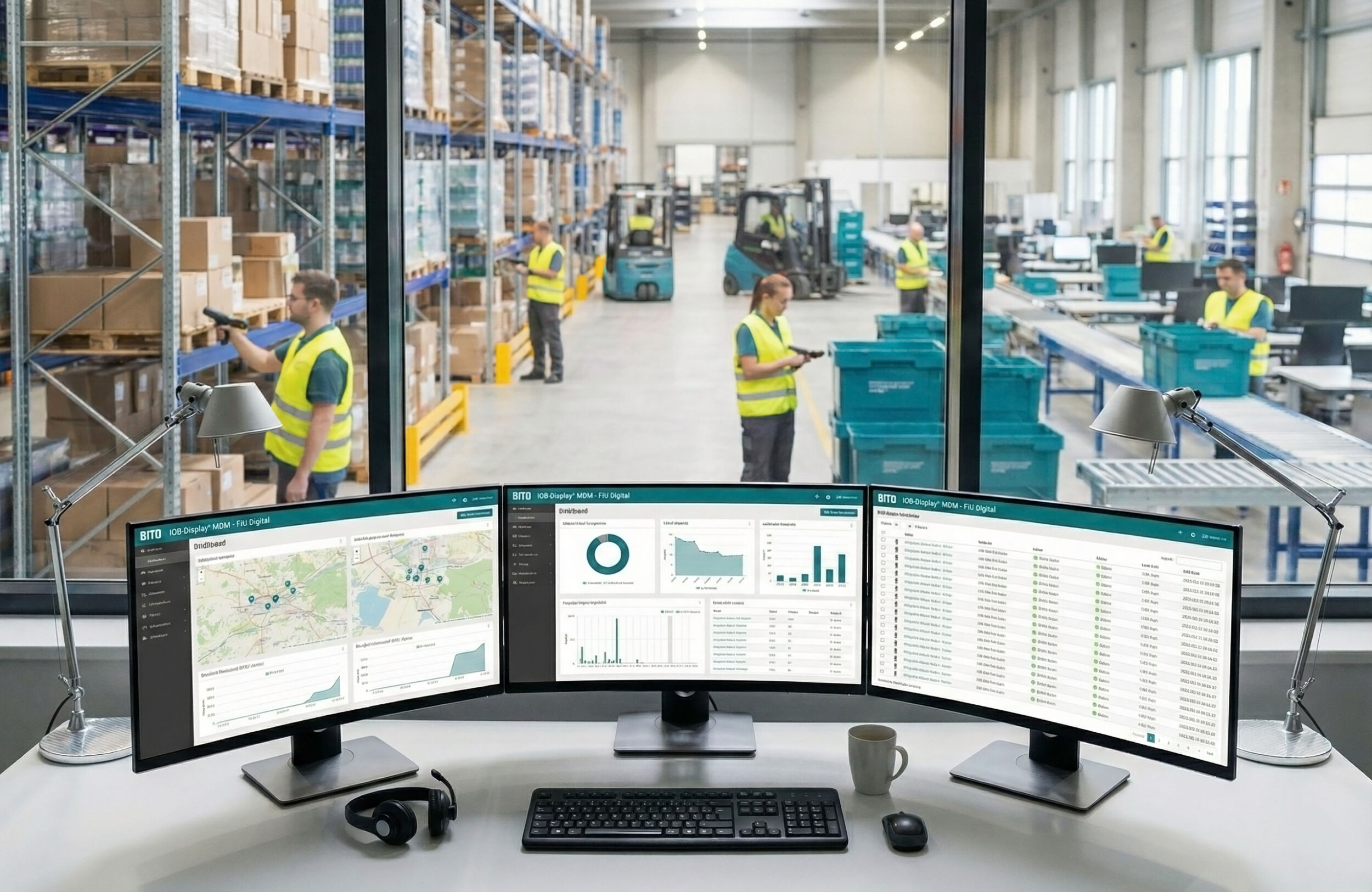 Mit den digitalen Intralogistiklösungen von Bito-Lagertechnik werden alle für einen durchdachten, reibungslosen Materialfluss notwendigen Prozesse übersichtlich planbar, steuerbar und messbar.