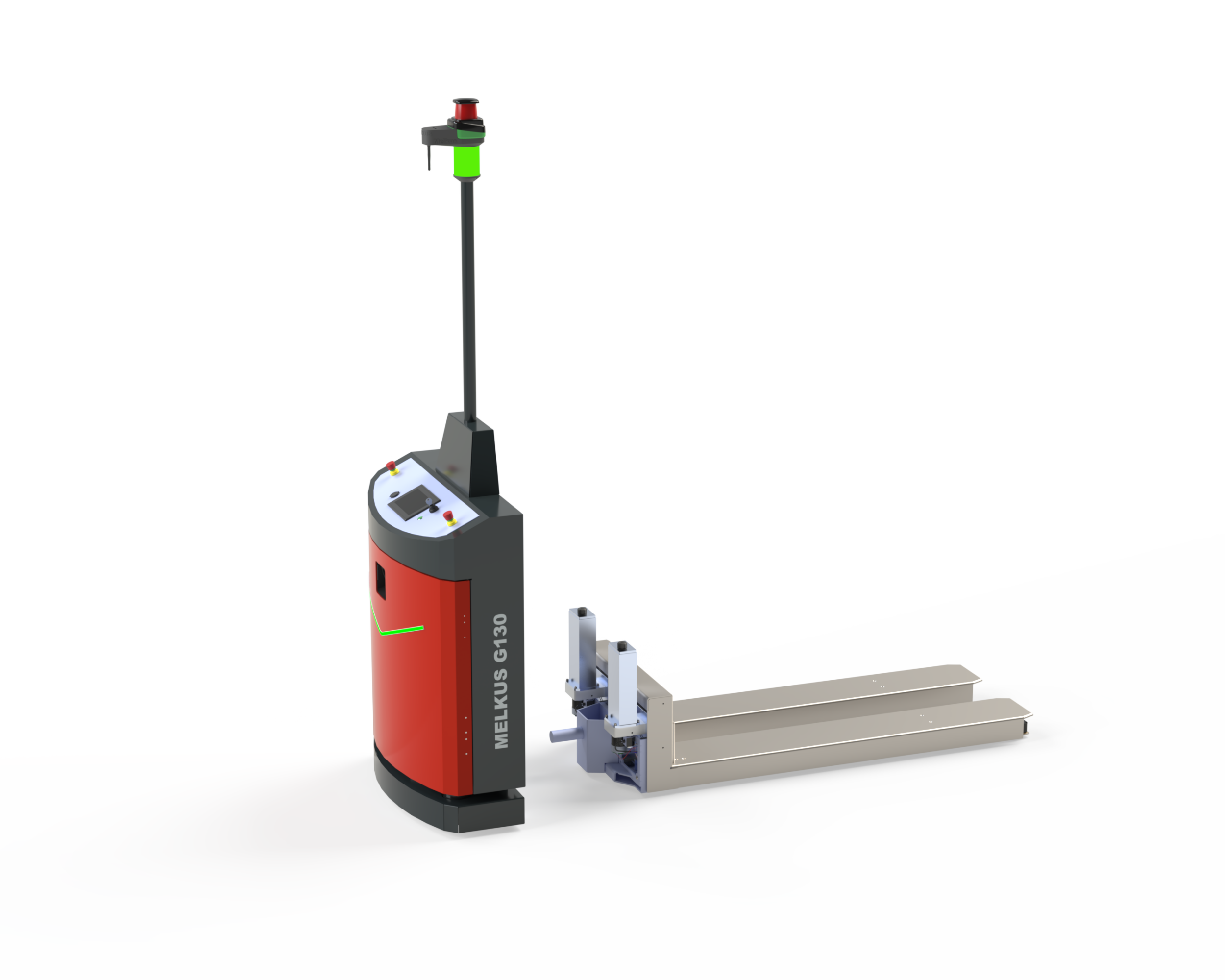 Der Melkus G130 3.0 als zukunftssicheres Power-AGV mit einem modularen Konzept: Antriebseinheit und Ladungsträger können getrennt werden.