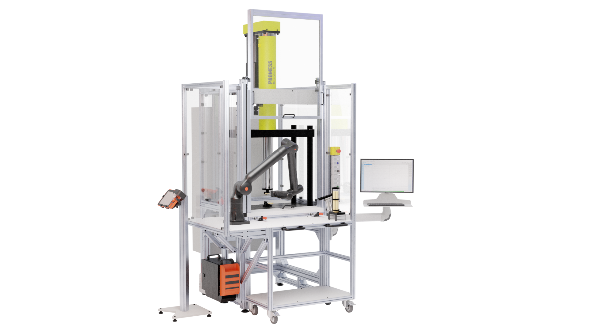 Teilautomatisierte Einzelarbeitsplätze mit Roboter 8 Montagearbeitsplatz teilautomatisiert freigestellt