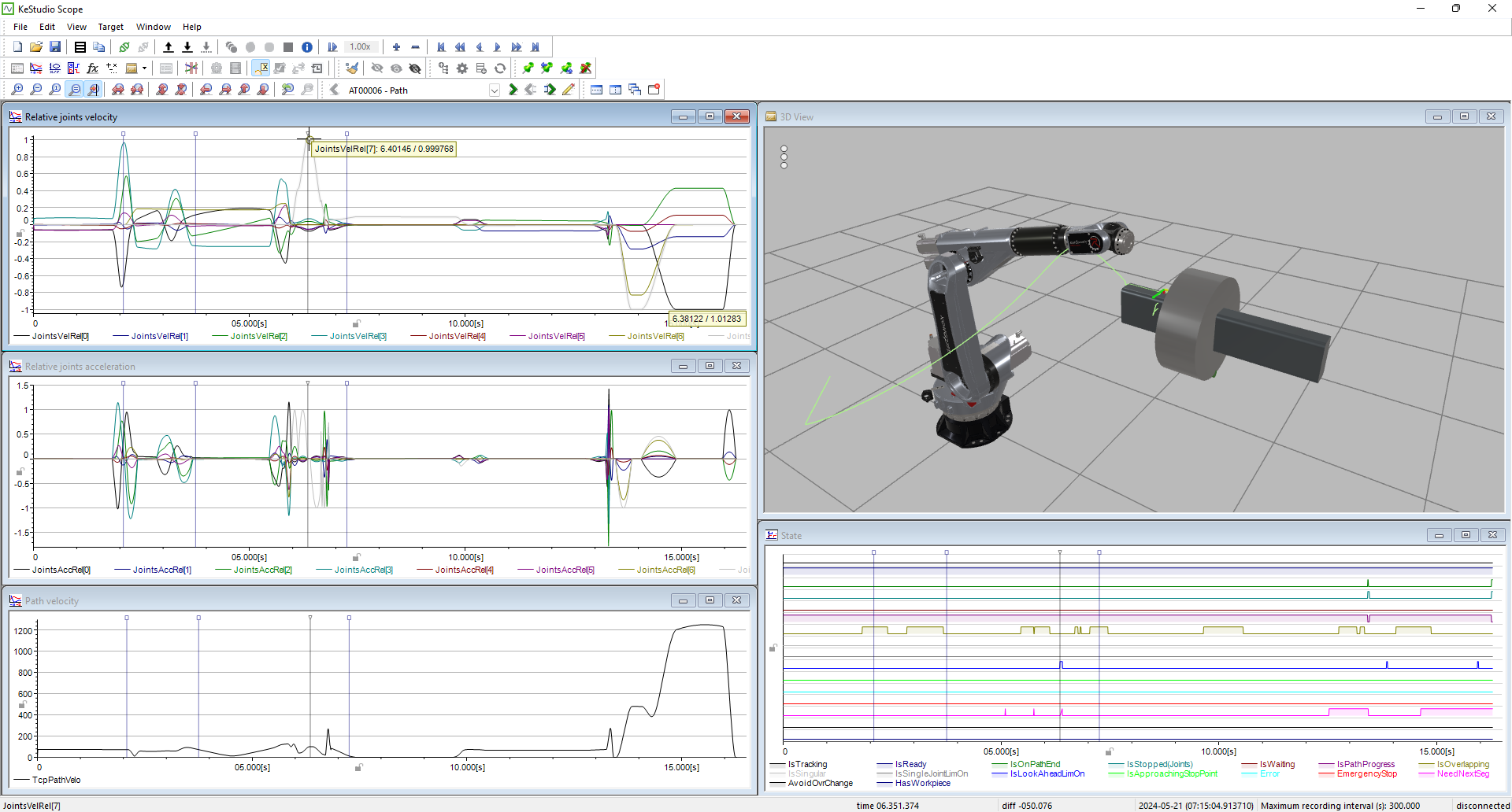 Alle relevanten Parameter auf einen Blick 7 Beim Motion Analyser von Keba Industrial Automation handelt es sich um ein übersichtliches Diagnose-Tool, das sich individuell auf die jeweilige Anwendung konfigurieren lässt. So lässt sich schnell feststellen, wie sich der Roboter im Detail verhält.