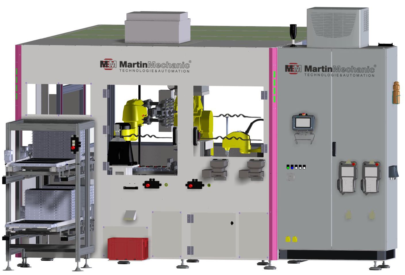 Fertigungsinsel für zwei Spritzgussmaschinen mit Fanuc-Roboter 7 mmmembran