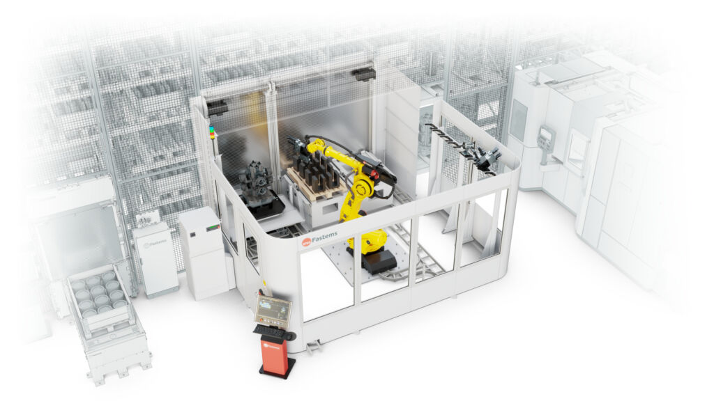 Die Auto-Loading Cell von Fastems erm&ouml;glicht l&auml;ngere unbemannte Zeiten mit einer geringeren Anzahl an Vorrichtungen, da der Puffer f&uuml;r die unbemannte Produktion nicht &uuml;ber die Maschinenpaletten gebildet wird.
