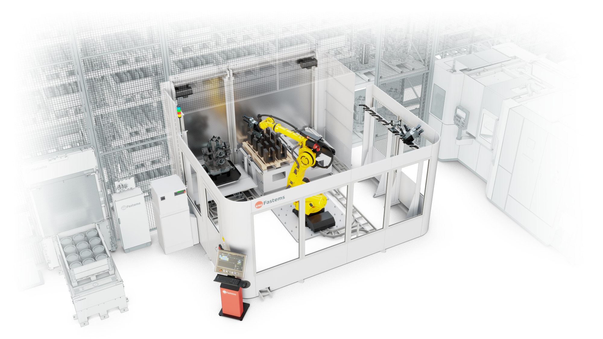 Die Auto-Loading Cell von Fastems ermöglicht längere unbemannte Zeiten mit einer geringeren Anzahl an Vorrichtungen, da der Puffer für die unbemannte Produktion nicht über die Maschinenpaletten gebildet wird.