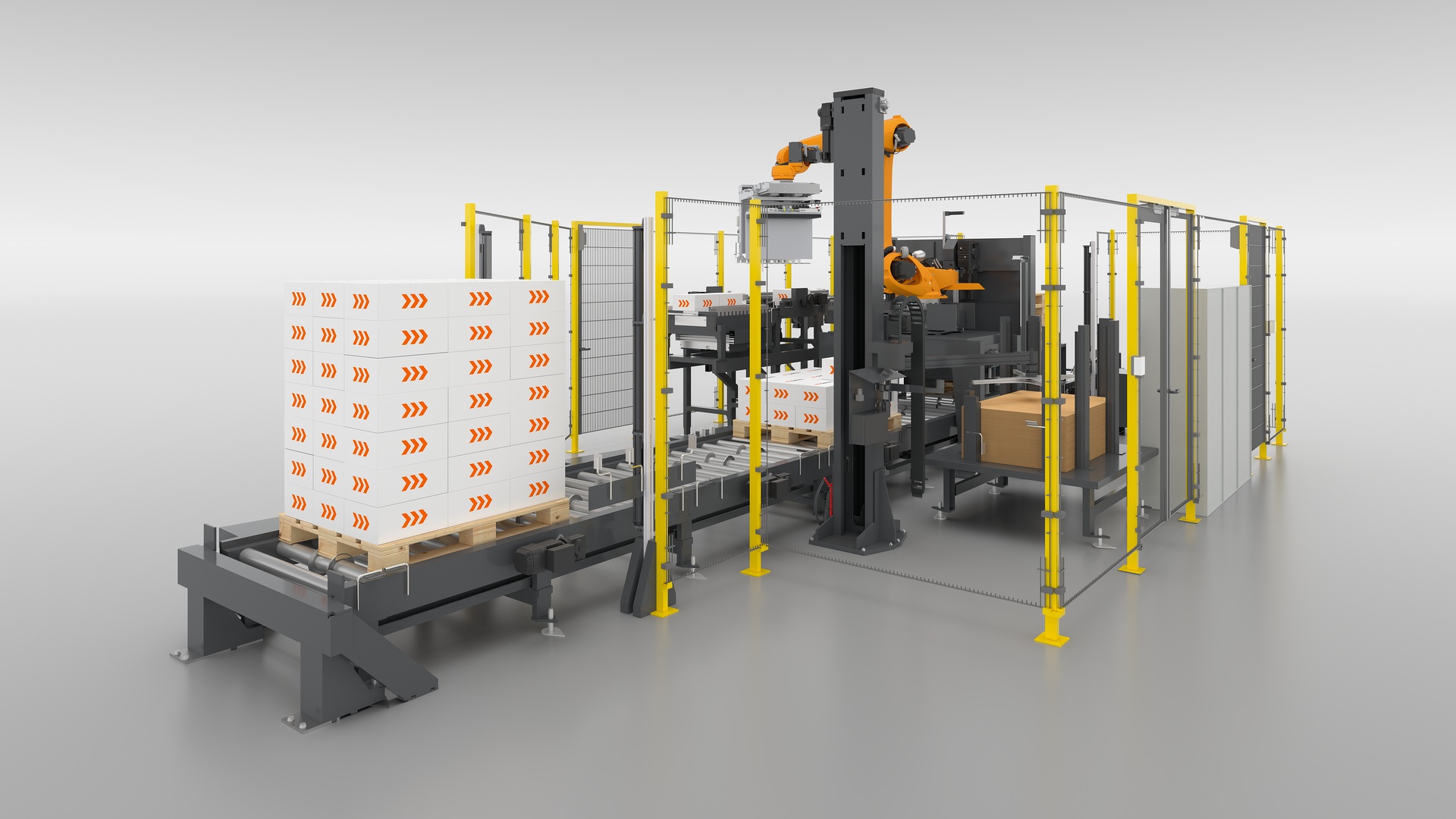 Raumsparend und effizient 11 Die neue Kompaktklasse der Trapo-Palettierroboter lassen sich mithilfe eines modularen Baukastens an die jeweilige Anwendung anpassen.