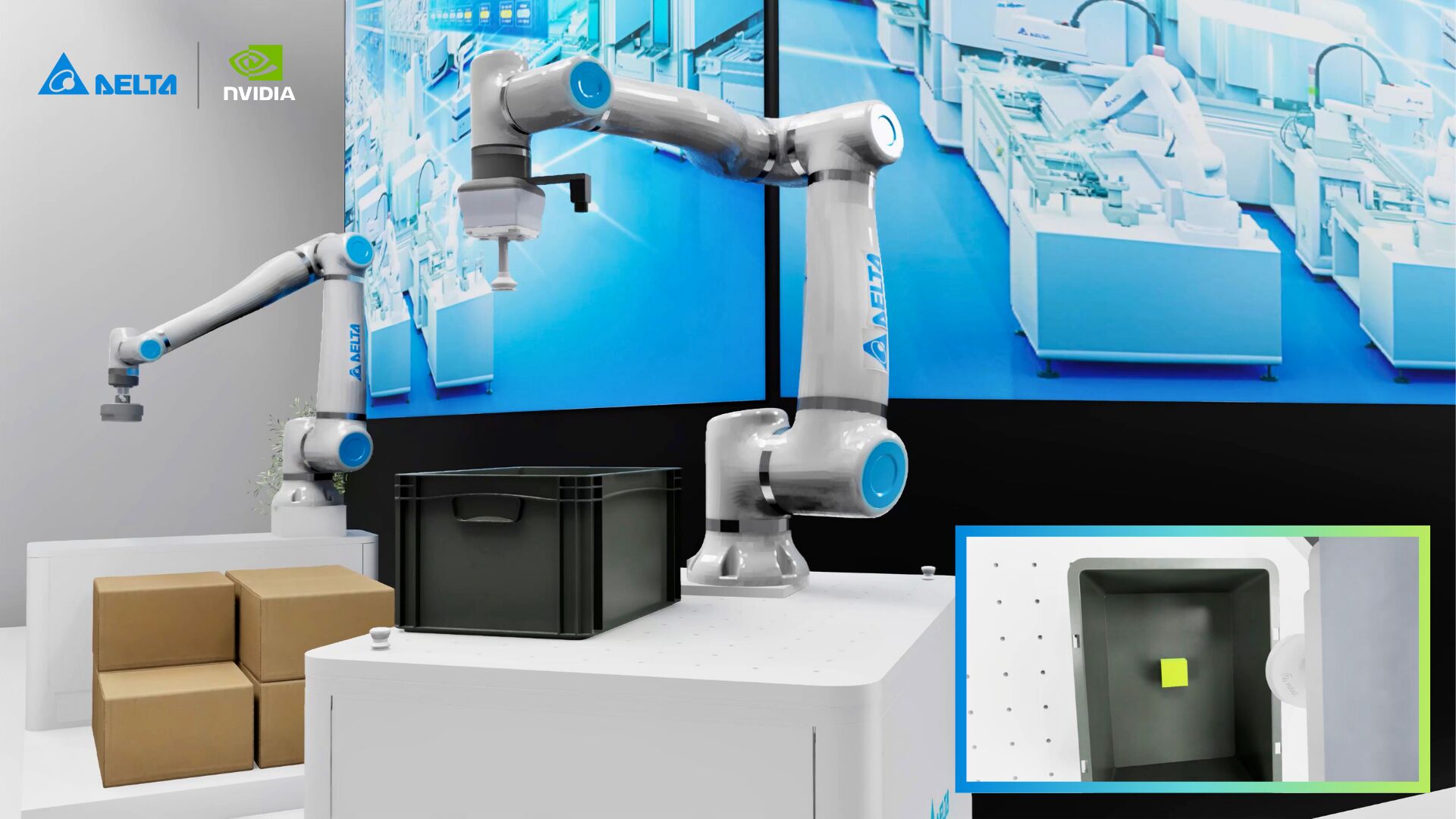 Cobots integriert in Nvidia Omniverse und Isaac Sim 2 Delta Electronics D Bot DC10