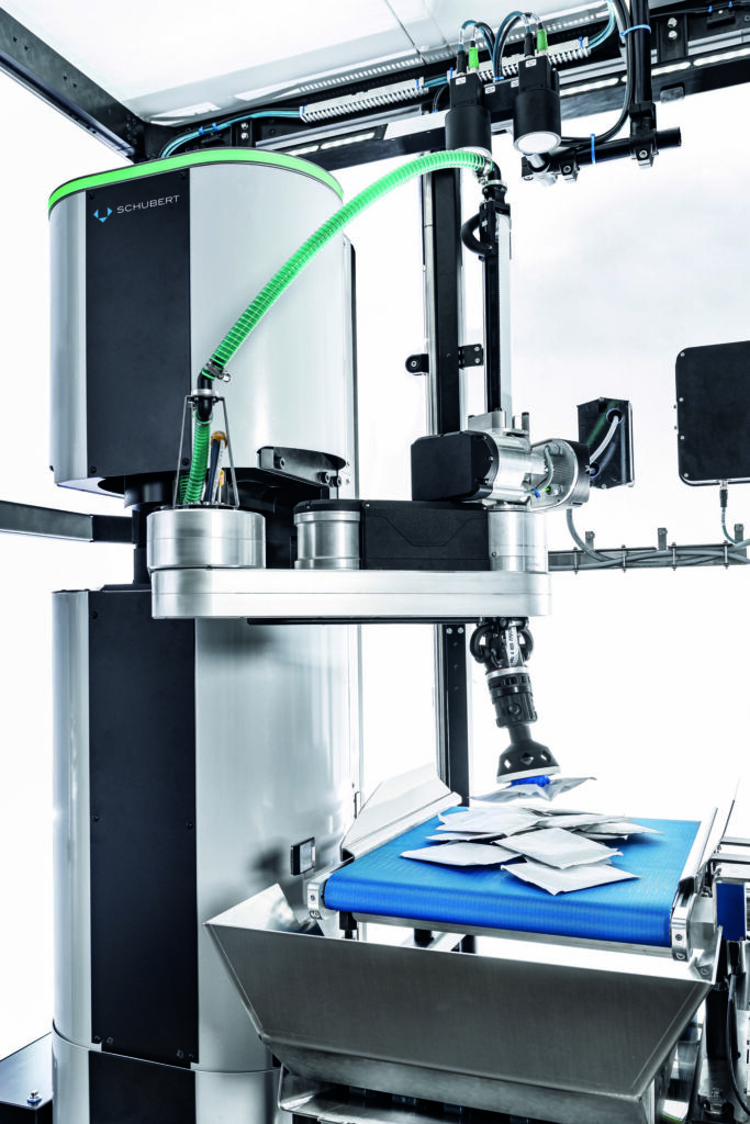 Cobot mit KI-gestützter Bildverarbeitung für die Lebensmittelbranche 1 Schnelle Vision-Systeme und einfach auswechselbare Werkzeuge machen den Schubert Cobot tog.519 zu einem gefragten Helfer